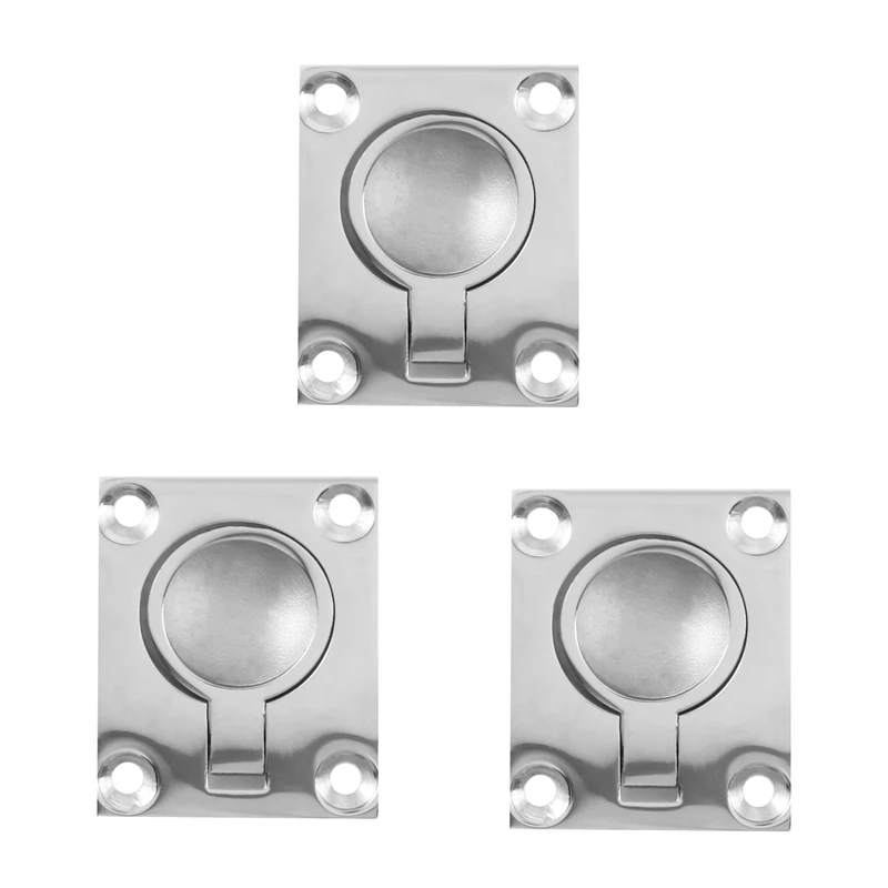 

3Pcs 48 X 38Mm Boat Locker Hatch Latch Cabinet Flush Mount Ring Pull Handle Marine Surfing Hardware 316 Stainless Steel
