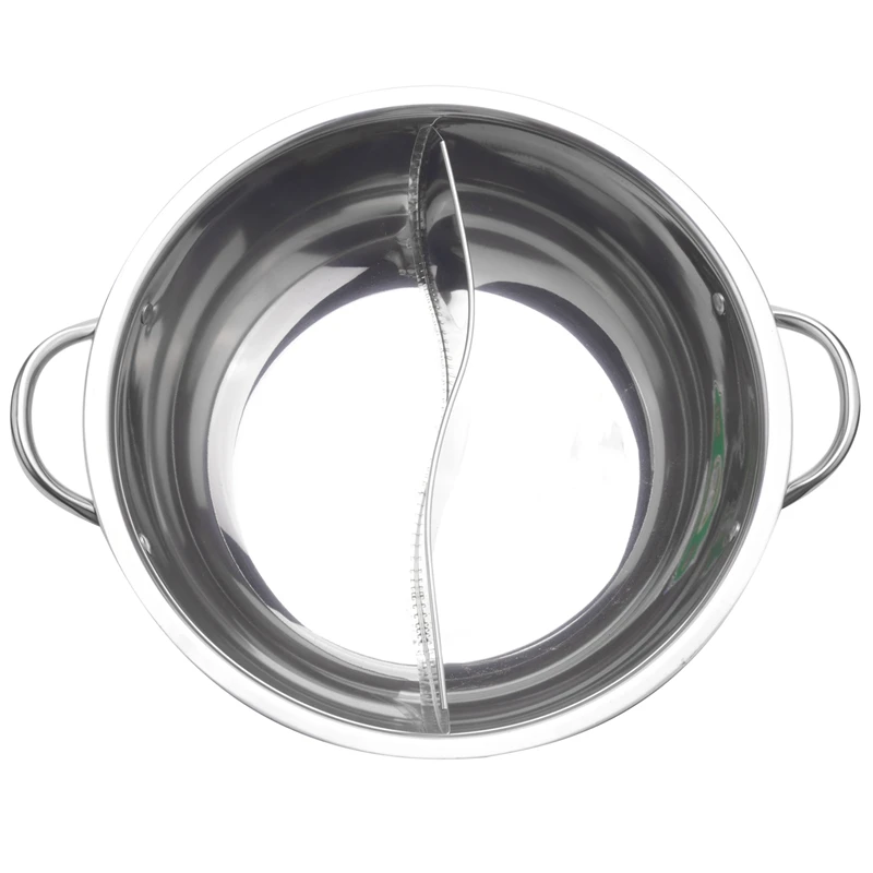 28Cm Hot Pot Twin Divided Stainless Steel Cookware Compatible Soup Stock Pots Home Kitchen