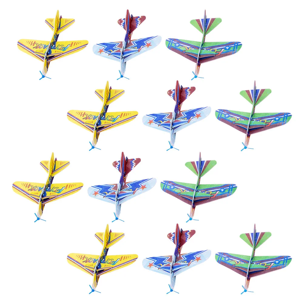 

12pcs Assembled Airplane Toys Cyclotron Plane Outdoor Throwing Plane GlidersFlying Toys Flight Models for Christmas New Year