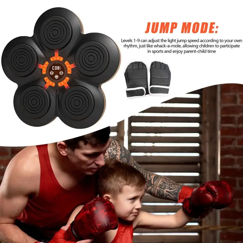 Smart Music Boxing Machine, Wall Mounted Boxing Machine with USB Charging  and Bluetooth Connection, Wall Mounted Lighting Target Boxing Trainer for