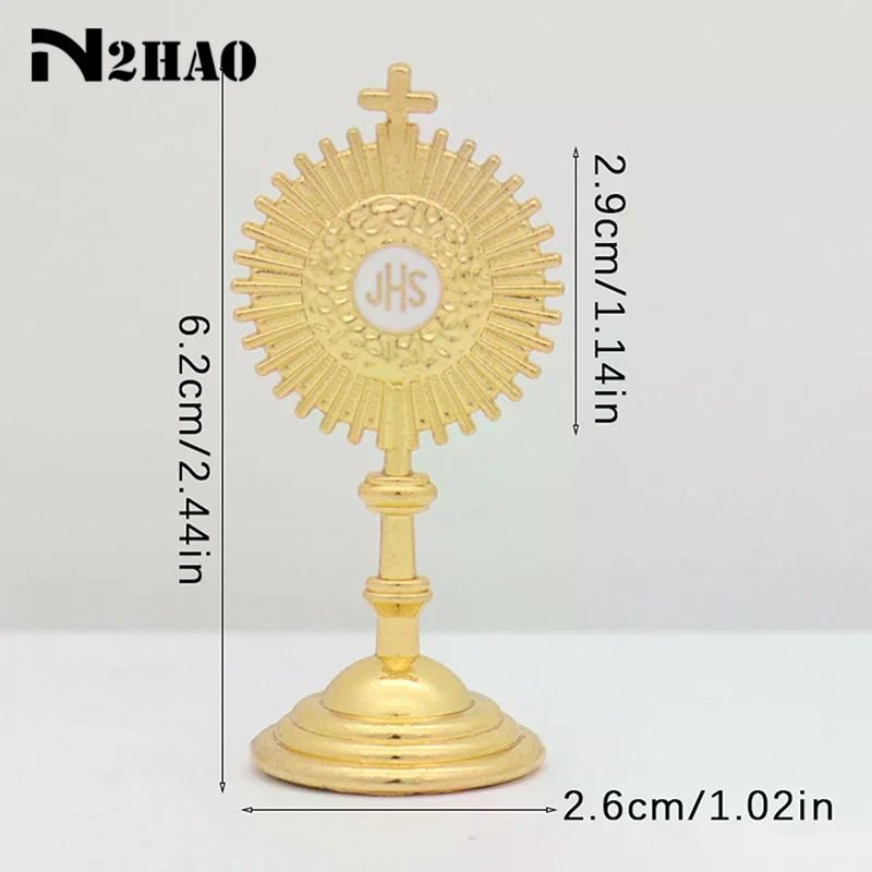 1 Stück Katholische Christliche Kommunion-Statue Gold Jesus Hominum Salvator Heim- und Büro-Tischdekoration Kreuz-Figur Religiöses Geschenk