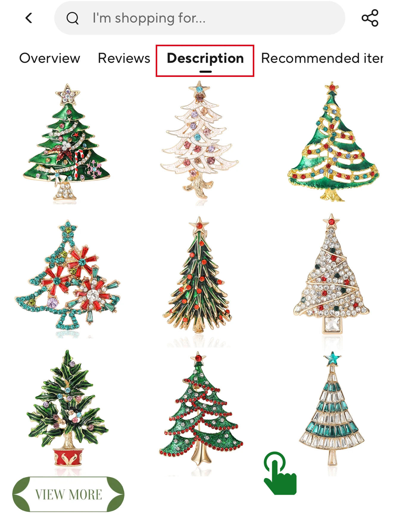 Spilla per albero di Natale, spilla, dieci strass di