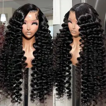 200 250 Density Water Wave 13x4 13x6 Hd Transparent Lace Front Wigs For Women Deep Wave Lace Frontal Wigs Curly Human Hair Wigs 1
