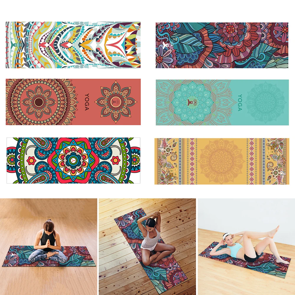 Microfiber Sports Yoga Towel Quick Dry Printed Fitness Mat Non-Slip Foldable Sweat Absorbent Gym Indoor Home Sport Supplies 183 63cm sports mat towel blanket sweat absorbent towel non slip yoga mat