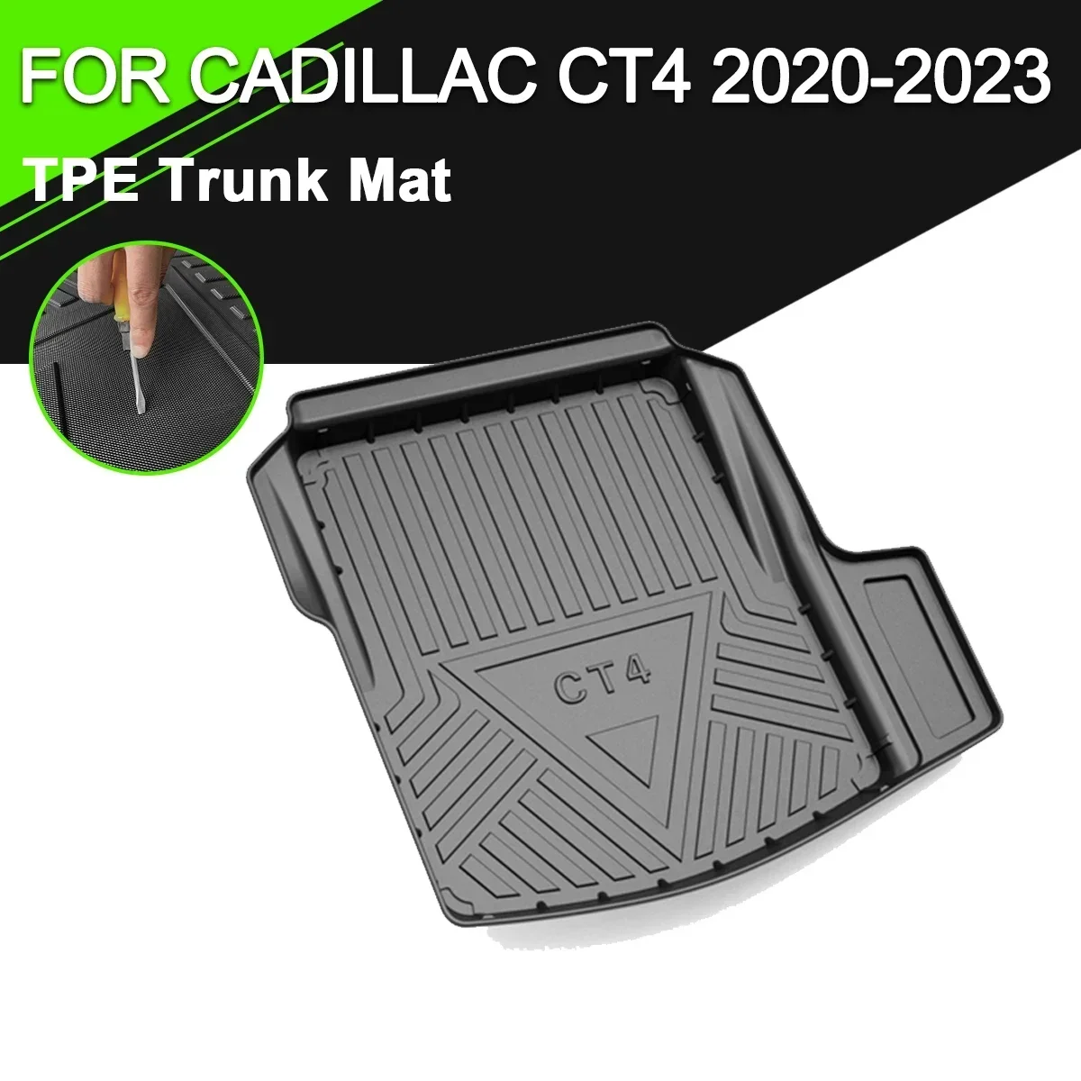 

Коврик для багажника автомобиля Cadillac CT4 2020-2023 из ТПЭ, водонепроницаемый нескользящий резиновый подкладка для груза, аксессуары