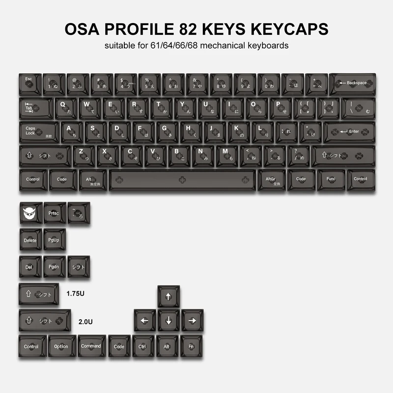 Chave Transparente Preto Keycaps Osa Perfil Keycap Rgb Retroiluminado para 61 64 66 68 Chery Gateron Teclado de Jogo Mecânico sem Fio 82 - Imagem 3