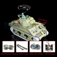 HENG LONG 1/16 Scale Upgraded 7.0 M4A3 Sherman RC Tank 3898 Metal Tracks Telescopic Barrel Recoil BB Shooting TH17673 1