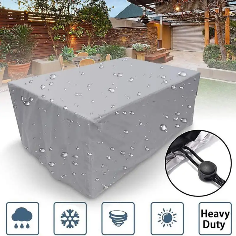 210D Heavy Duty Waterproof Patio Furniture Cover Rectangular Garden Rain Snow Outdoor Cover For Sofa Table Chair Wind-Proof
