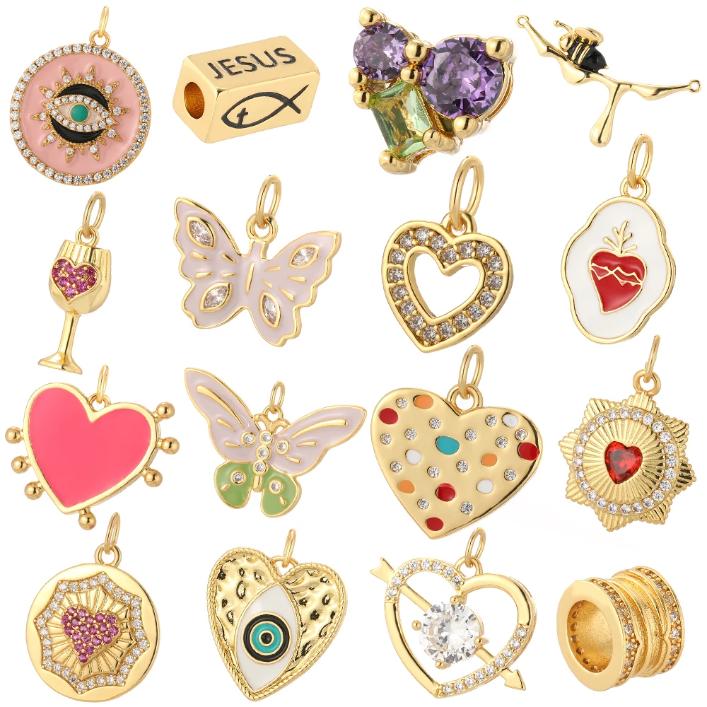 Schmetterling Rotes Herz Griechisches Auge Charms für Schmuckherstellung Zubehör Goldfarbe Türkisches Bösen Blaues Auge Diy Ohrringe Halskette Armband