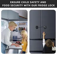 Serrure de réfrigérateur, serrure de réfrigérateur avec protection en fil de silicone, serrures de réfrigérateur pour enfants, serrures d'armoire faciles à utiliser et à installer avec clé 2