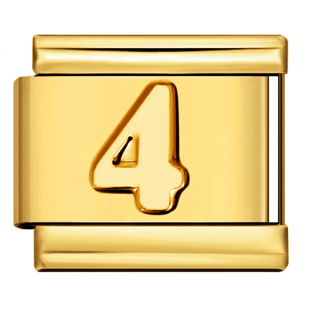 Mode Gold Farbe 0-9 Figur Nummer Italienischen Charme Links Fit 9mm Edelstahl Frauen Männer DIY Machen armband Schmuck – Detail 2