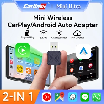 2 in 1 CarlinKit 5.0 Ultra Wireless CarPlay Android Auto Adattatore 2026 Nuovo 5G Wifi Wireless Box per Auto con Wired CarPlay IOS26