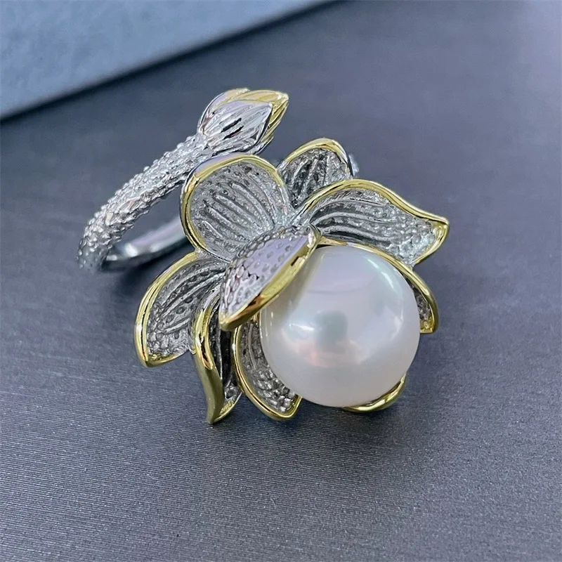 

gorgeous AAAA+++ 10-11mm 11-12mm ROUND natural akoya white pearl ring 925s