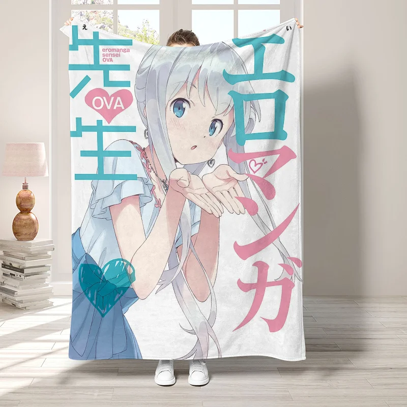 E-Eromanga Sensei 귀여운 담요, 소파 장 푹신하고 부드러운 담요, 침대 위 침대보, 보호 홈 데코, 양털 낮잠 던지기