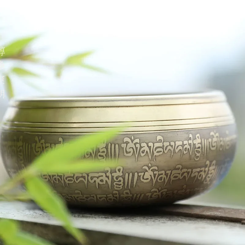 Creative Songbo Nepalese Handmade Bowl, Household Decoration, Meditation Bowl Tibet Tongkuo Yoga Sound Therapy Buddha Sound, 1Pc