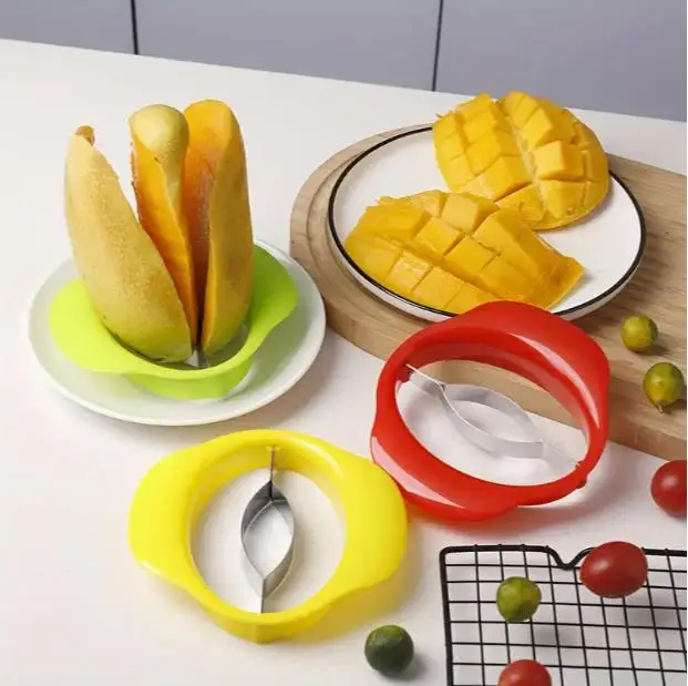 Mango Slicer Stainless Steel Curved Blade Manual Operation No Power Supply Needed Fruit Cutter For Household Kitchen Accessories