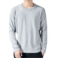T-shirt en coton à manches longues pour hommes, maillot de corps monochrome, vêtements pour documents, printemps et automne 2