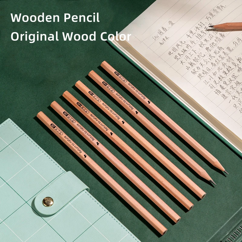 Eraser Pencil Writing Stationery Drawing Pencils DELI Natural Wooden 2B HB 10PCS Pack Black Lead Wood Writing Office School Stationery