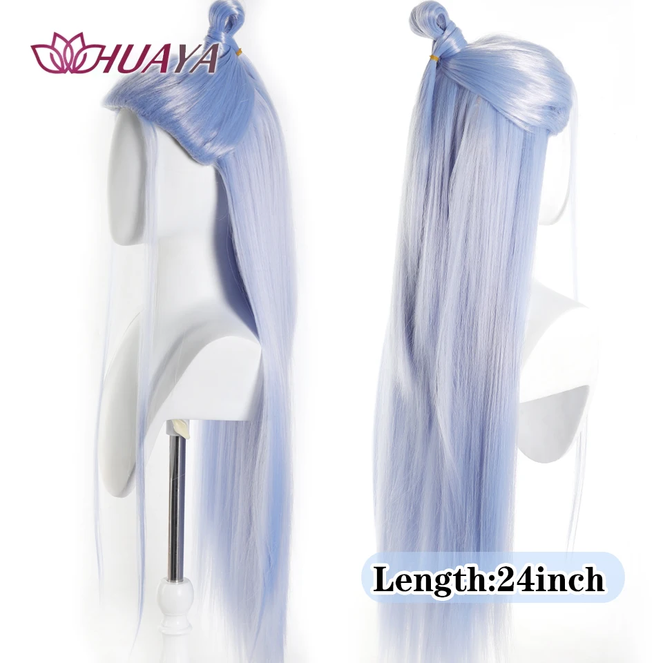 Synthetic Chinese Ancient Style Men Cosplay Wig Handsome Prince Childe Long Ombre Blue Hair Falling Modelling Hanfu Wig