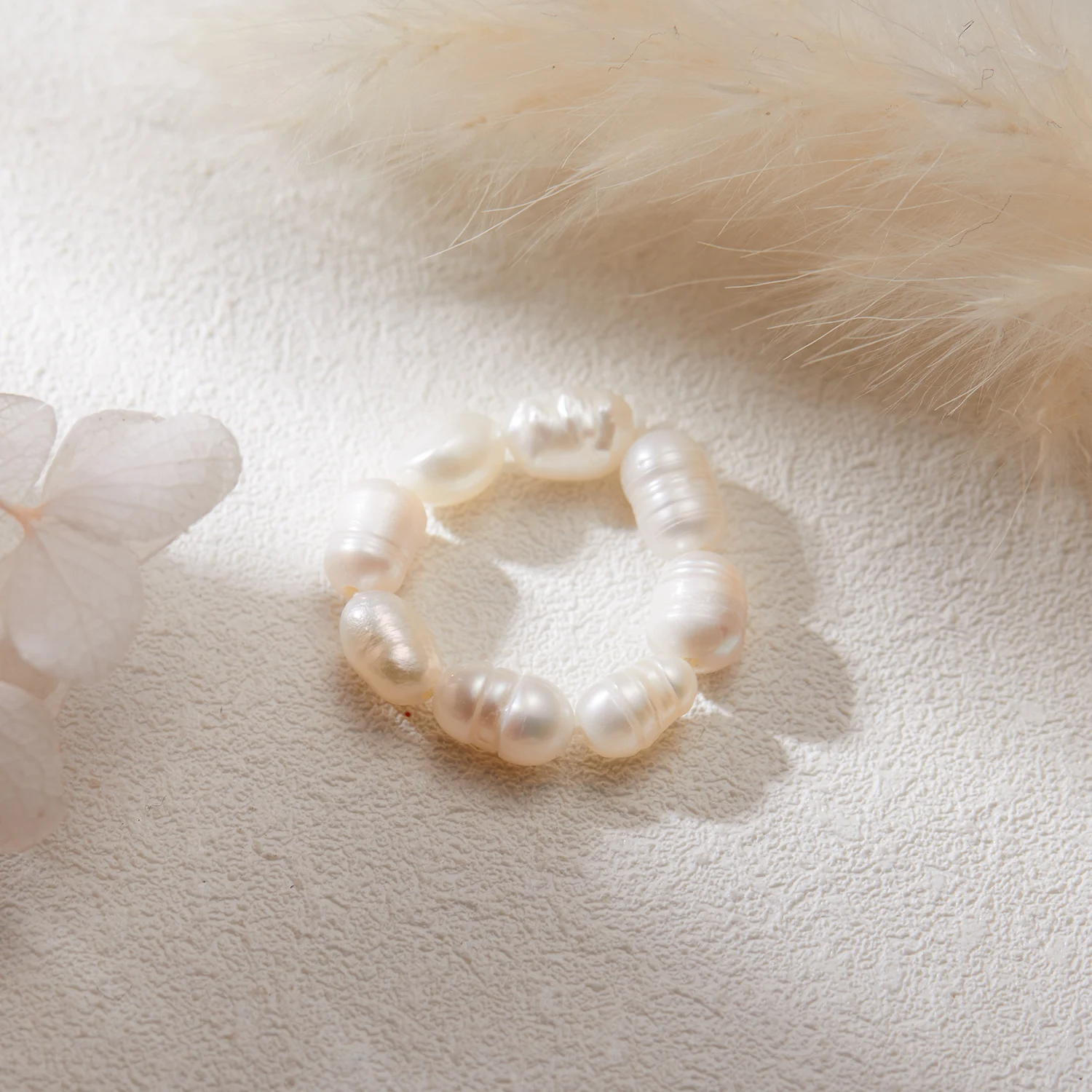 Beads Pearl Rings for Women Elastic Party Jewelry