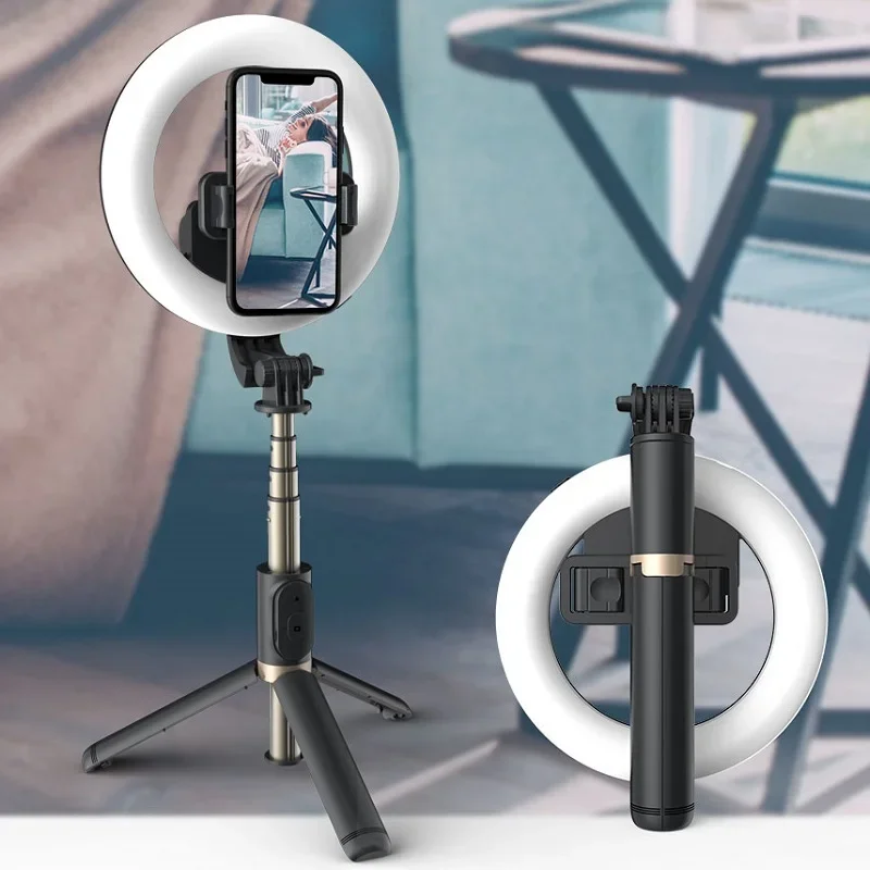 COOL DIER 무선 블루투스 셀카봉, 6 인치 LED 링 사진 조명, 아이폰 안드로이드용 접이식 삼각대 모노포드, 신제품
