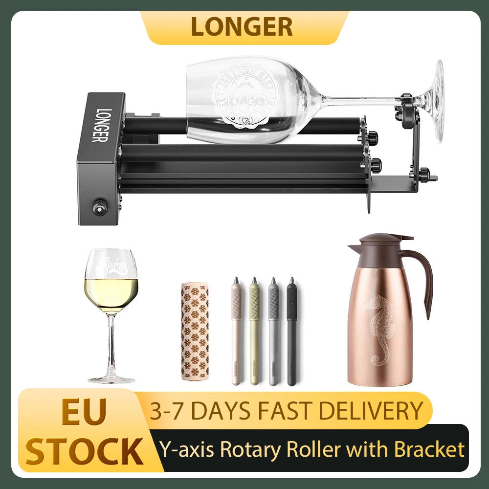 LANGER Lasergravierer Y-Achsen-Rotationswalze mit Halterung, 360° ° Rotation, einstellbare 6–300 mm Durchmesser