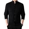 Mens Stand Collar Cardigan Sweaters 2023 Green Button Down Cable Knited Sweater Autumn Winter Fashion Solid Outwear with Pockets 4