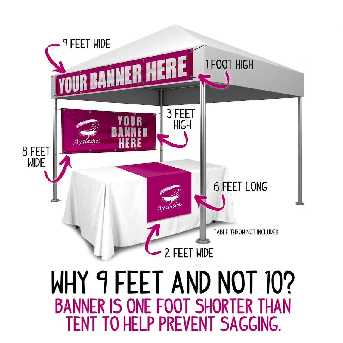 Three Banners Package for 10'x10' Tent Canopy with Business Name Background Trade Show Farmers Market Event