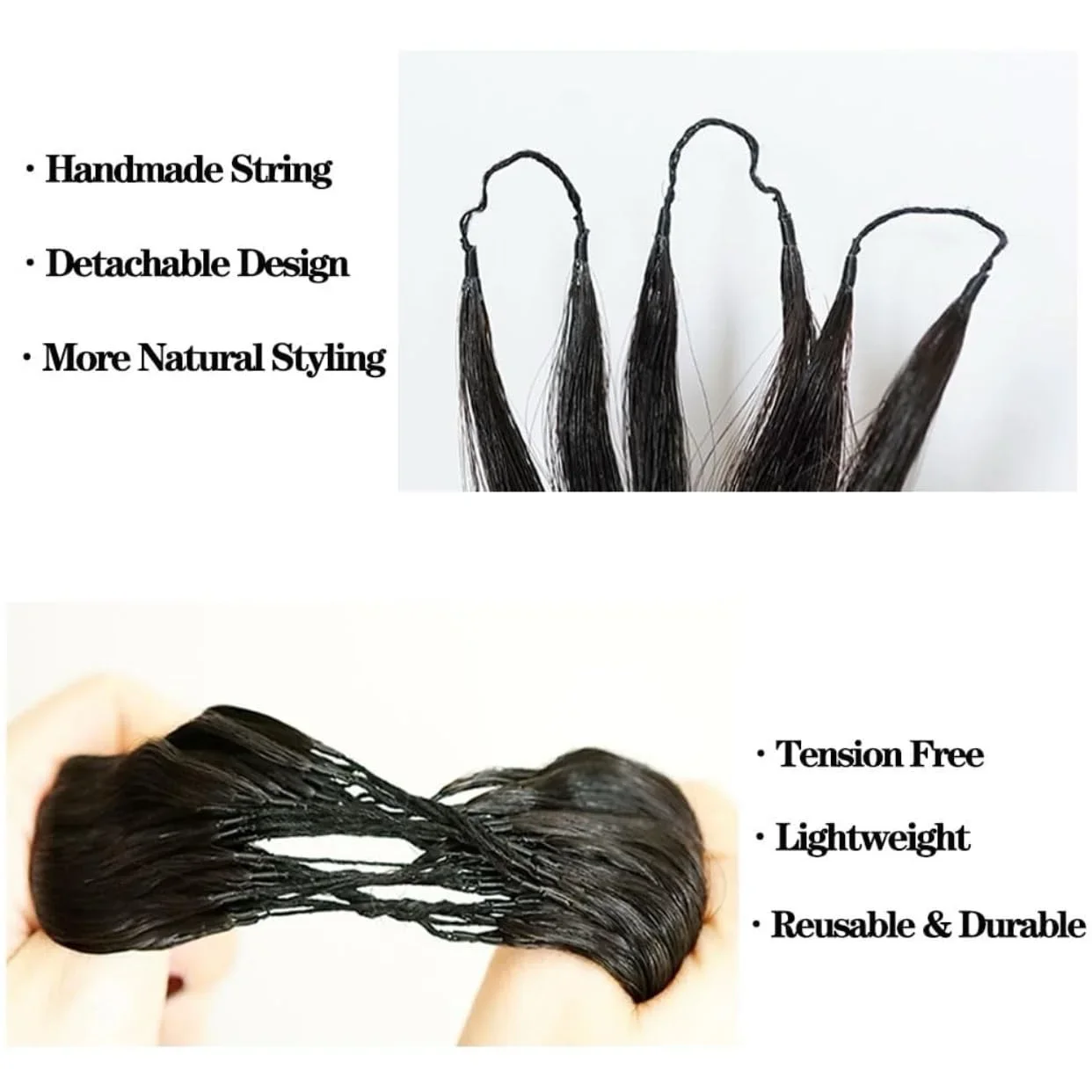 Extensioni per capelli ricci a onda profonda con piume, in vero capello umano, pre-separate, senza nodi, con anello per intrecciare - immagine 4