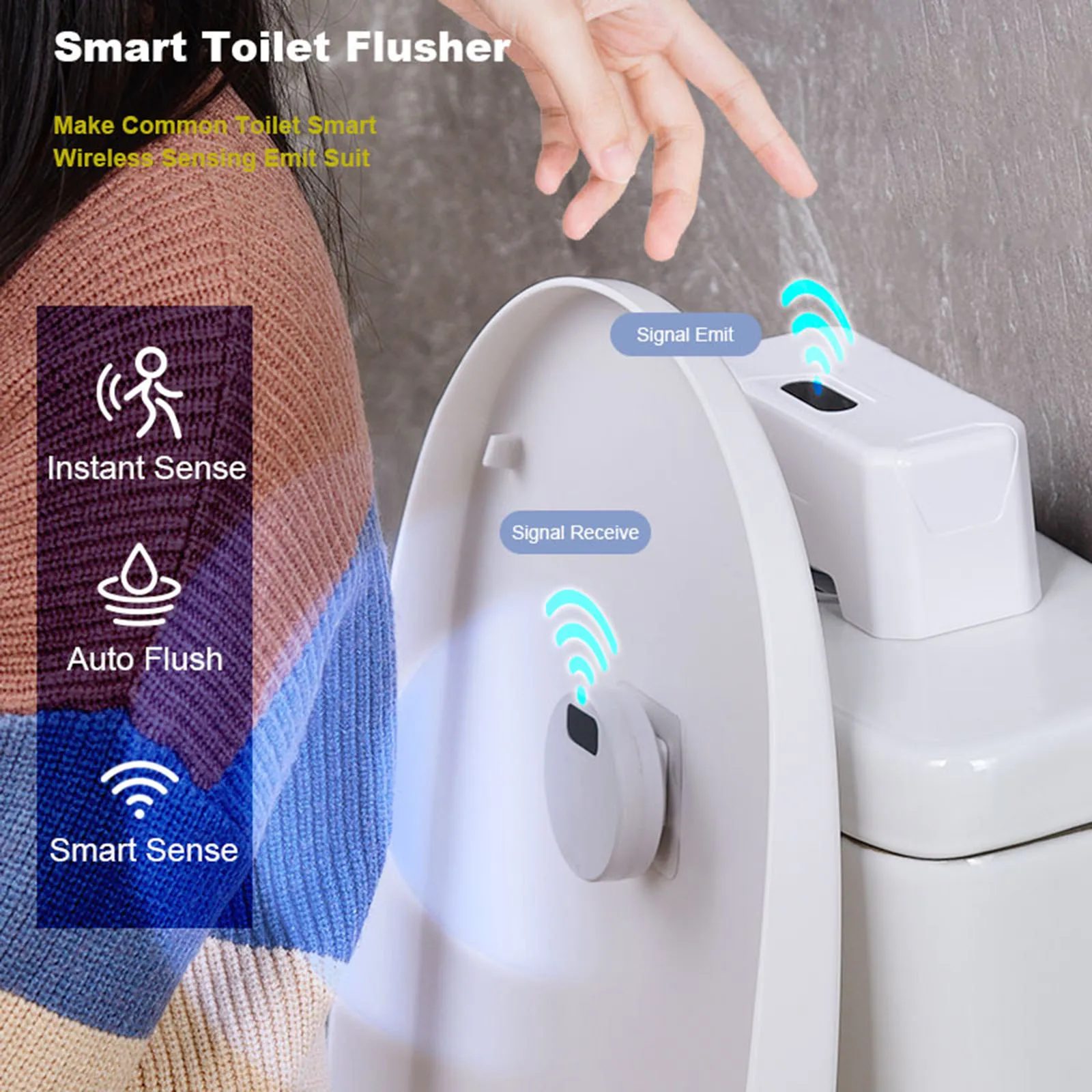 Automatic Toilet Flusher Sensor Touchless Toilet Flush for Public Use Home Bathroom Smart Automation Touchless Toilet Flush Aid