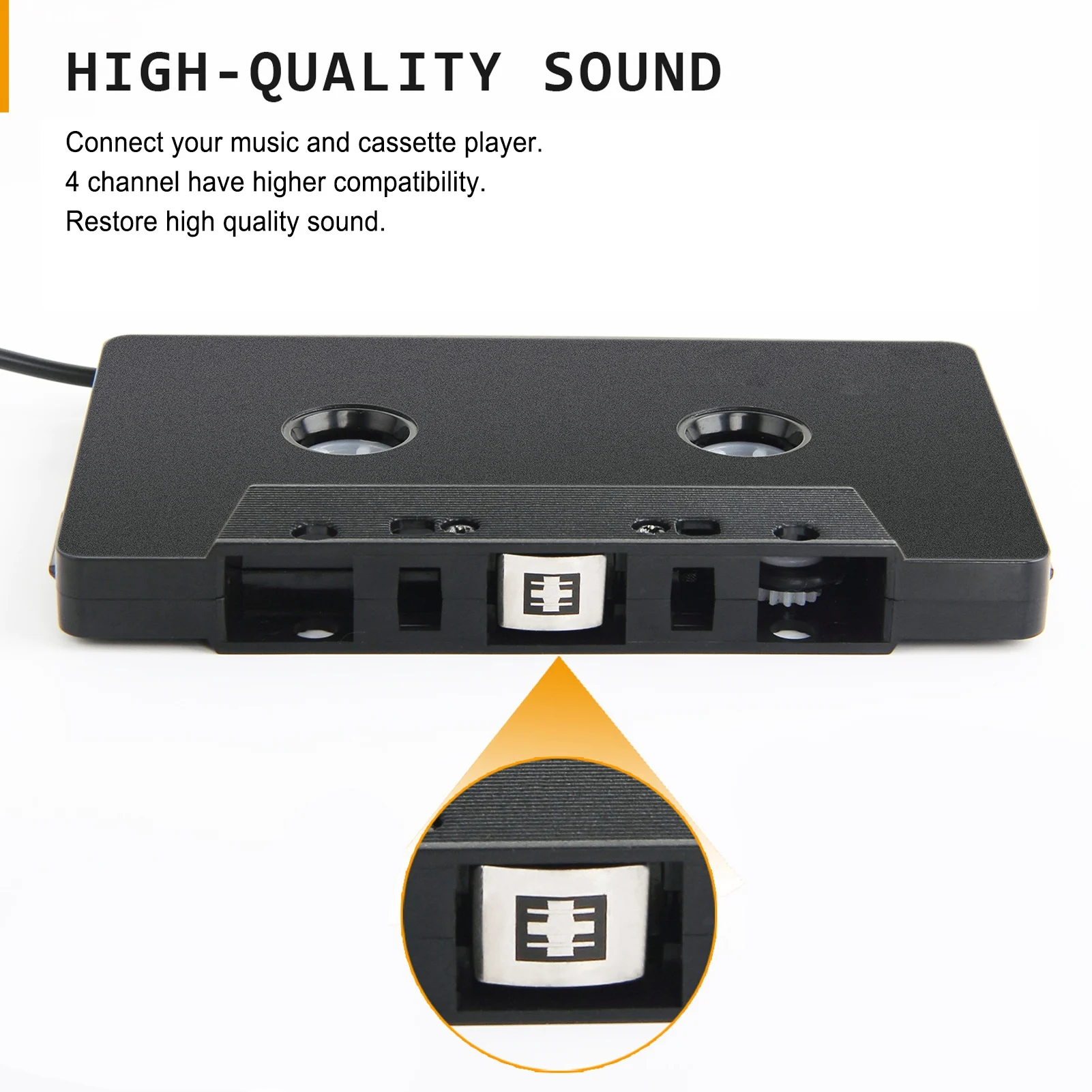 3.5mm Car Audio Cassette to Aux Adapter Stereo 4 Channel Output Cassette Tape Player Stereo Cassette Tape Player