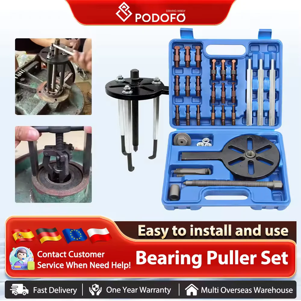 Podofo 21 en 1 jeu d'extracteur de roulement extracteur de roulement à trois griffes outil de retrait de roulement outil d'extraction de trou intérieur