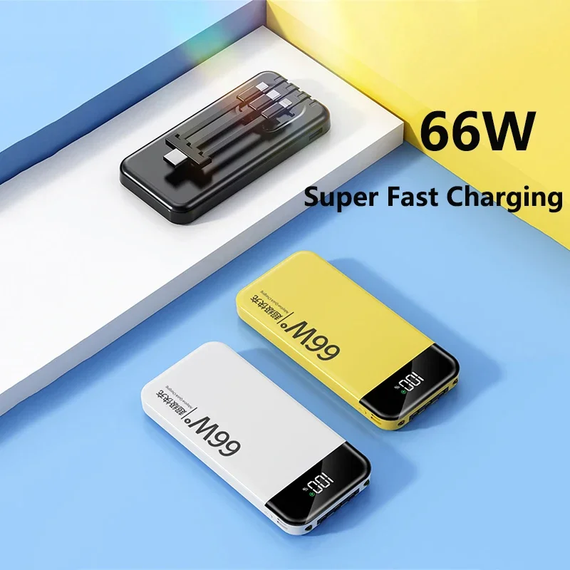 

Power Bank 20000mAh 66W Fast Charging for Huawei P40 Powerbank with Cable Portable External Battery Charger For iPhone 14 Xiaomi