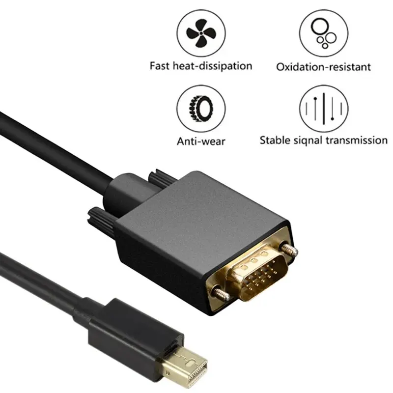 Mini Displayport To VGA Cable 1080p Mini DP Male to VGA Male Adapter Converter for Computer Laptop TV Projector