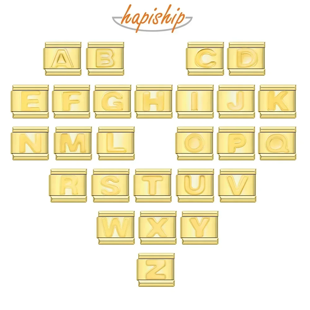 Stainless Steel Bracelet 26 Letters A-Z Italian Charm Links Fit 9mm Jewelry DIY