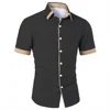 10 colors summer new men's short-sleeved shirts printed clothing business casual daily comfortable lapel loose men's tops