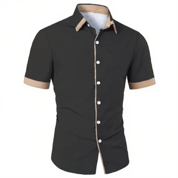 10 colors summer new men's short-sleeved shirts printed clothing business casual daily comfortable lapel loose men's tops