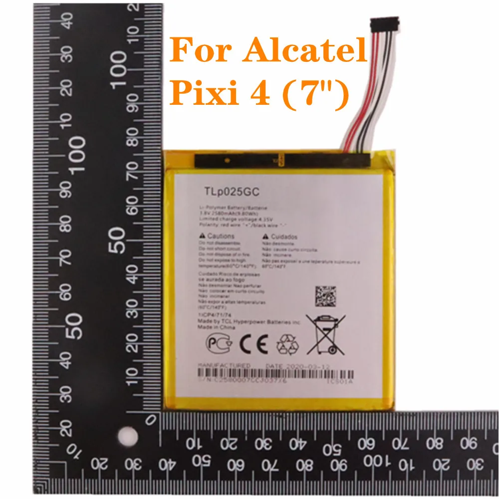 

For Alcatel One Touch Pixi 4 (7") 3G OT-8063 9003X 9003A TLP025GC Original Battery 2580mAh High Quality Replacement Battery