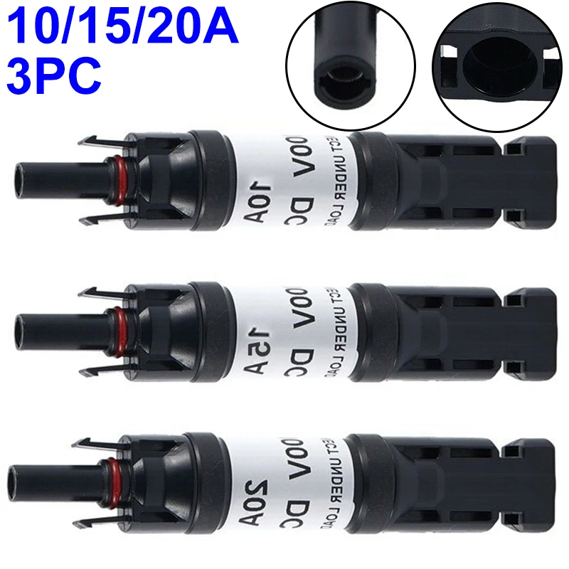 

3x Solar DC Diode Plug Connector For PV System Solar Panel Parallel Connection Protection 10A /15A / 20A UL94-V0 IP67 Protection