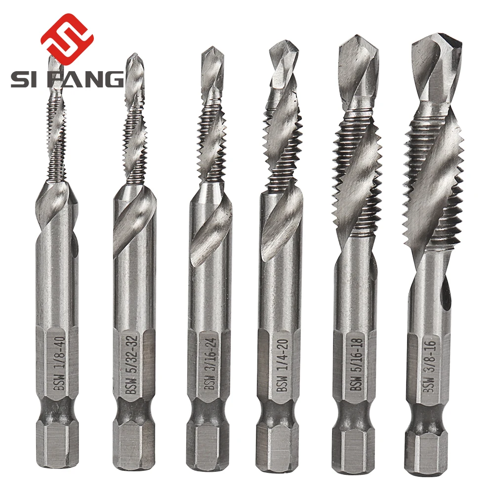 

6pcs Tap Drill Bits 1/4 inch Hex Shank Coated HSS Drilling Tap Bits Thread Screw Tapping Tools M3 M4 M5 M6 M8 M10