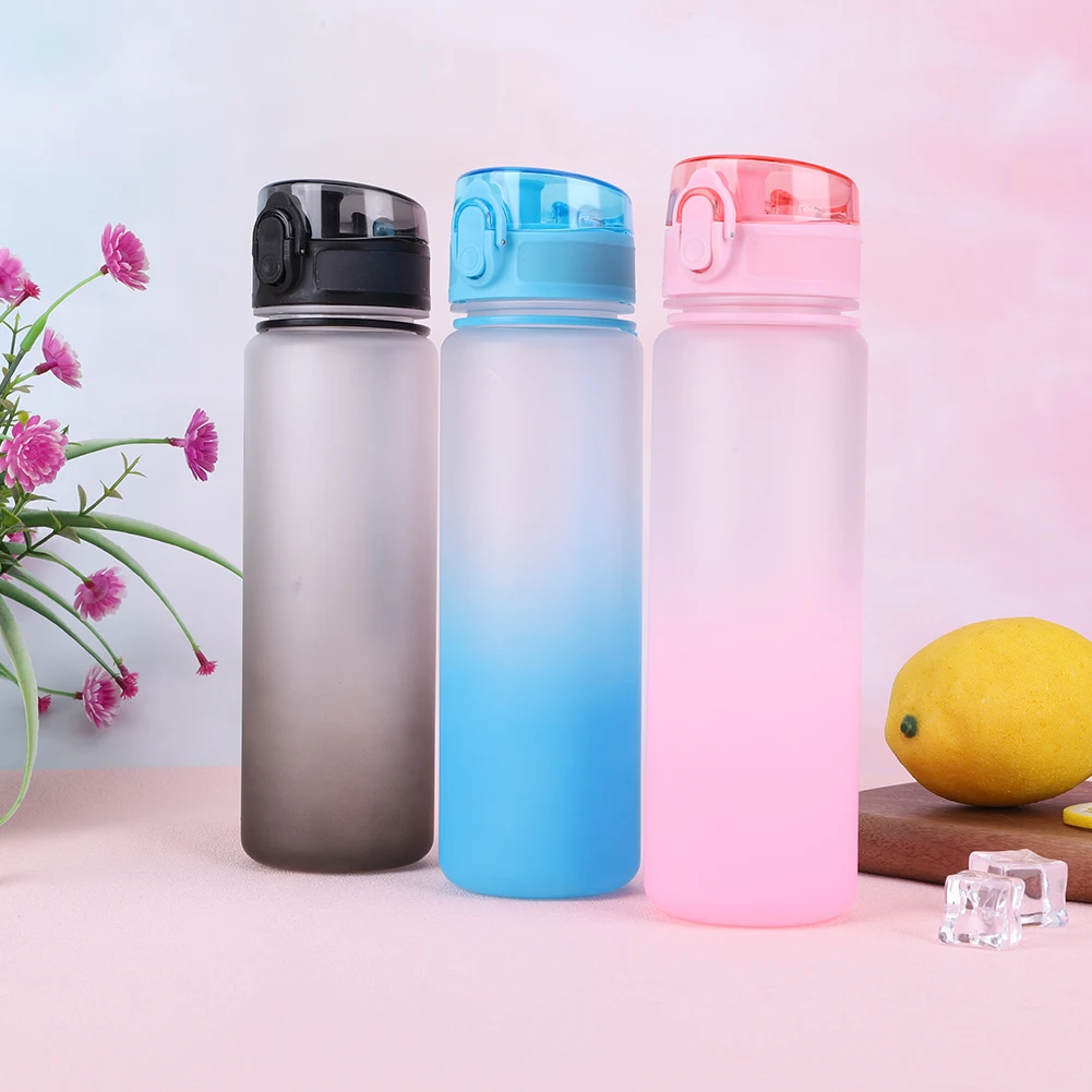 Frosted Water Bottle 500ml Leakproof Dazzling Color Large Capacity Gradient Cup Outdoor Fitness