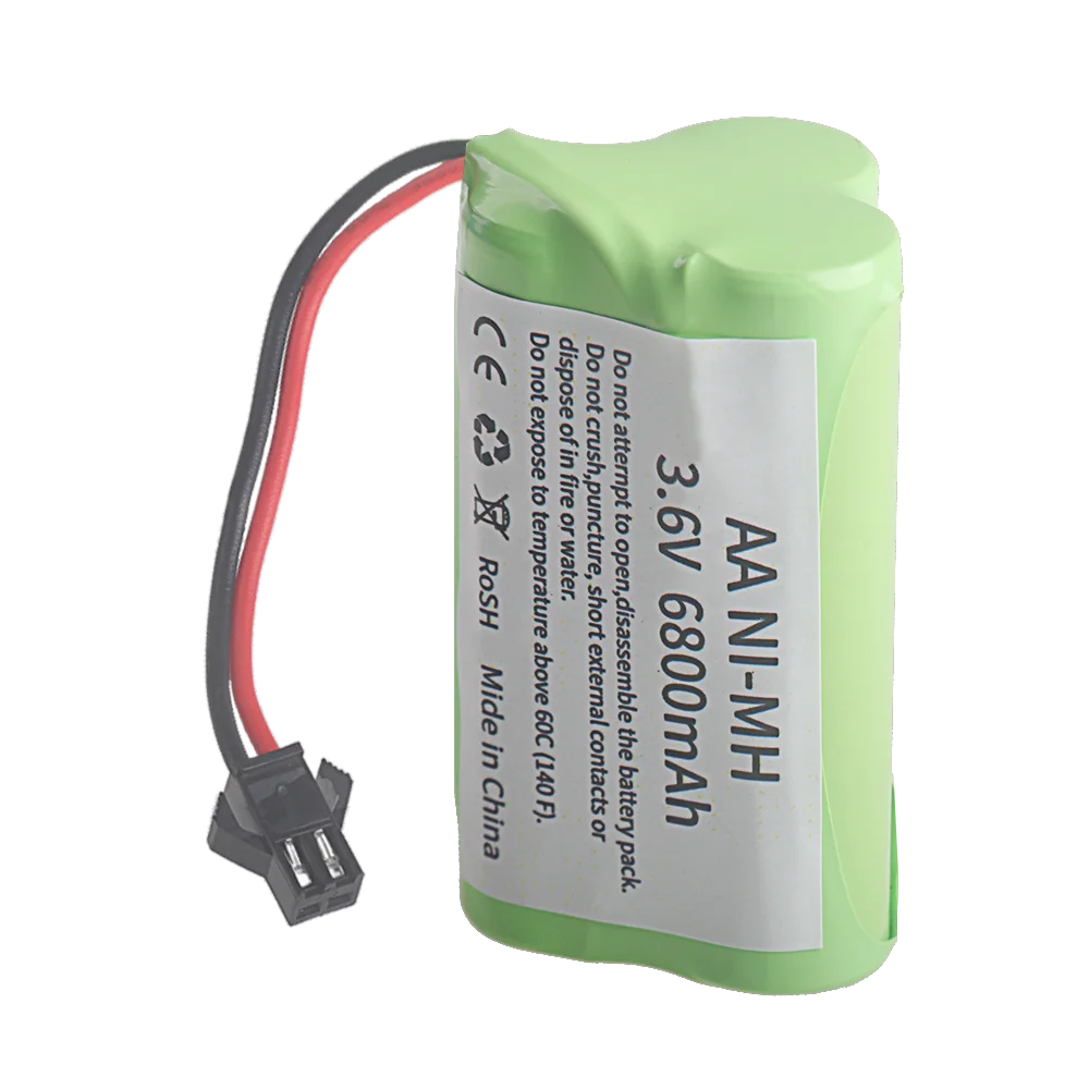 Lot de 5 batteries rechargeables 3.6V 6800mAh NI-MH, emballées dans un blister transparent.