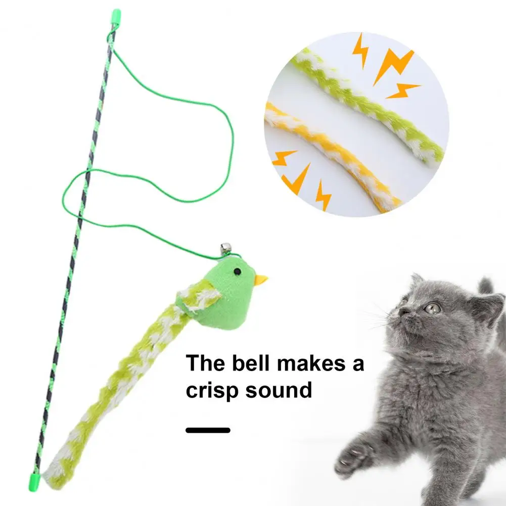 

Bite-resistant Cat Toys Long Tail Birdie Cat Teaser Soft Scratch-resistant Toy with Crisp Sounds Relieve Boredom for Rough