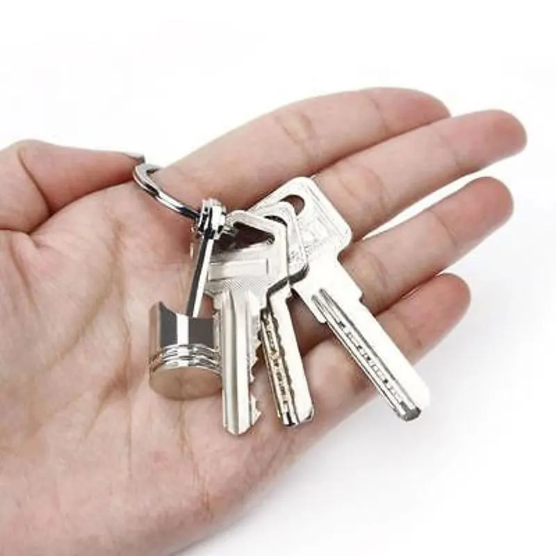 10Pcs Engine Piston Keychain Key Ring Metal Piston Model Keyring Keyfob