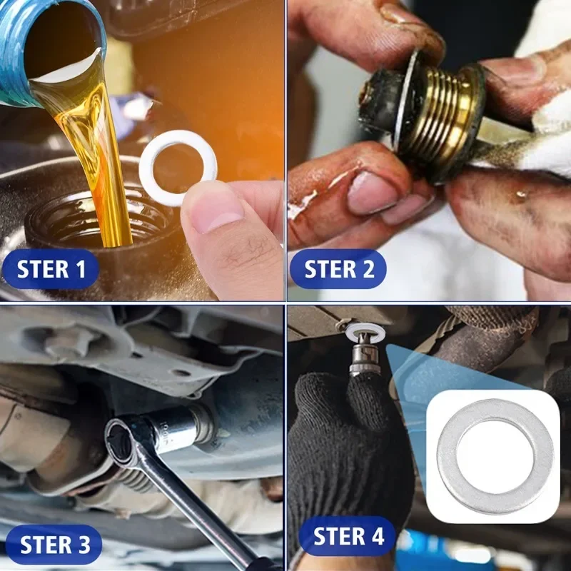 Car Engine Sump Oil Drain Seal Gasket 14mm Hole Nut Washer for Honda Engine Oil Sump Aluminium Seal Gasket Auto Parts 10-100PCS Oil Drain Plug Gasket Oil Drain Plug Seal Washer Sealing Washers