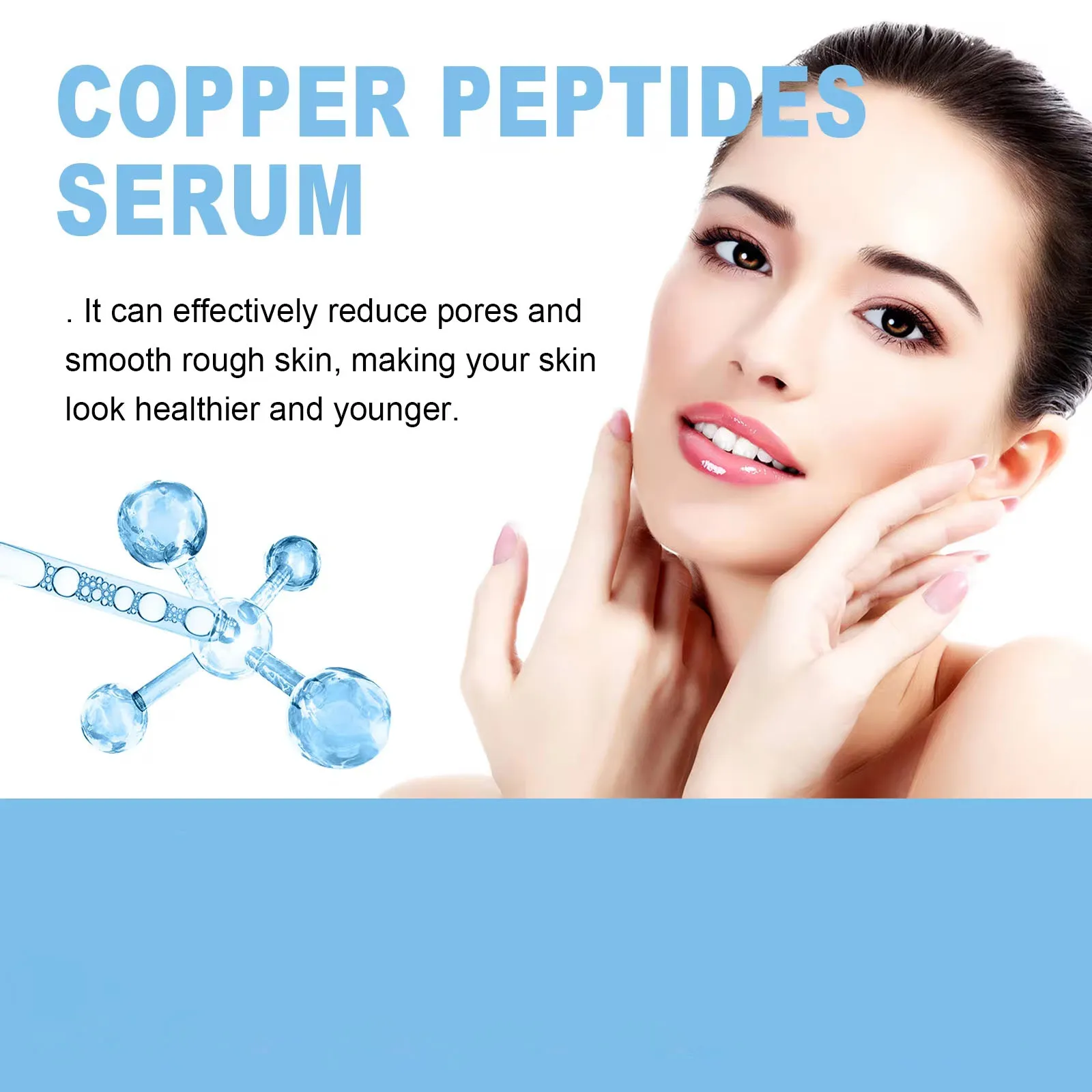 Copper Peptide Serum Anti Aging Fade Fine Lines Pore Shrinking Smoothing Firming Hydrating Hyaluronic Acid Moisturizing Essence 6