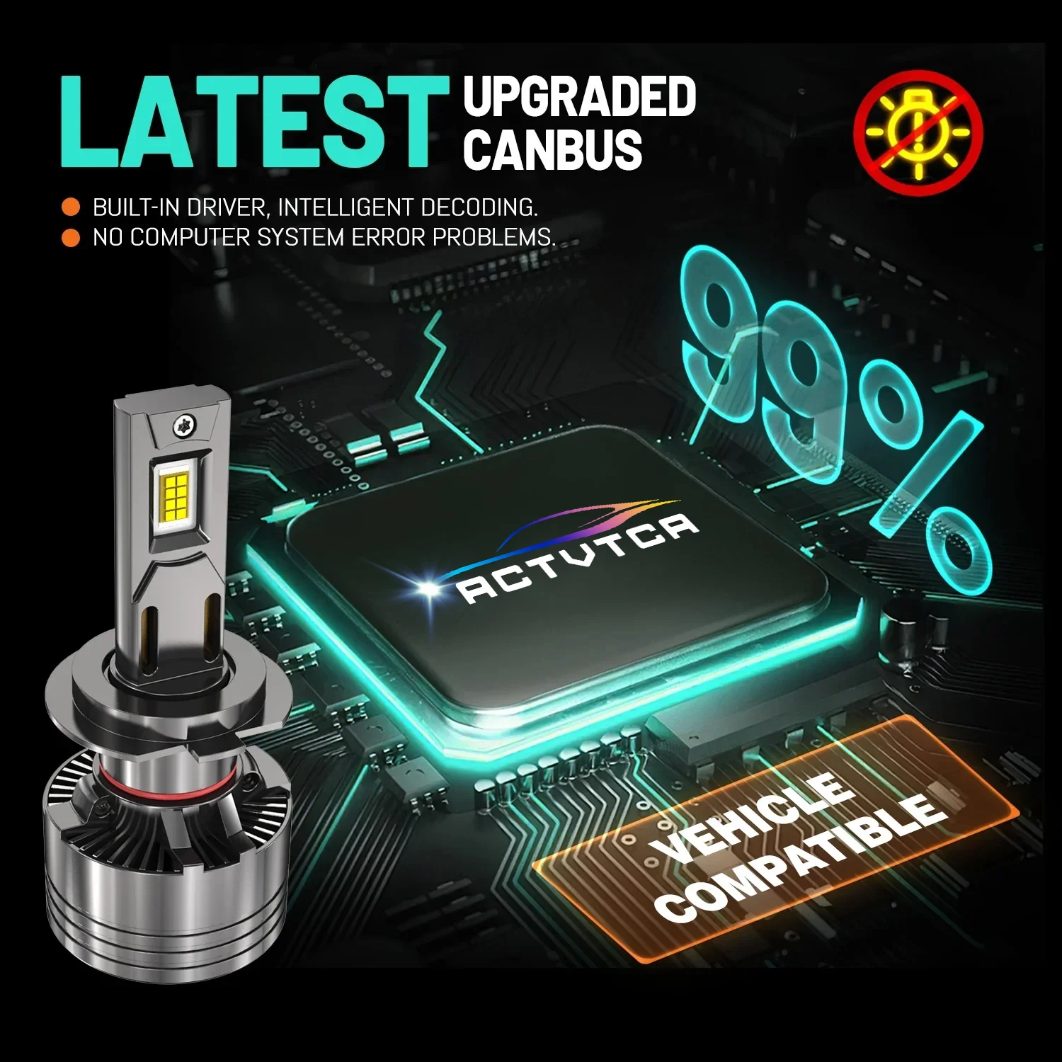 ACTVTCA 자동차 헤드라이트 전구, LED 조명, 6000K, H9, H8, LED 안개등, 9005 9006 9012, 12V 터보 24V, 220W, H7, H4, H1, H11