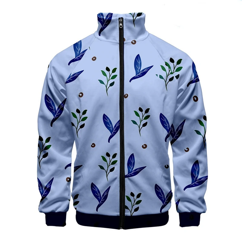 thumbnail image 1 of Chaqueta con cuello alto y cremallera con estampado digital 3D de hojas hawaianas para hombre y mujer, chaquetas de manga larga, ropa de calle de moda para hombre, 1 of 5