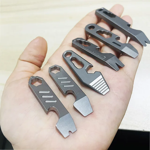 8 IN 1 MINI TC4 Titanium Alloy Crowbar Bottle Opener Graduated scale Hexagon Wrench EDC Outdoor Tools Multifunction Camping Gear 5