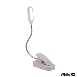 Compact Adjustable LED Clip - On Night Light for Eye Protection - Portable Battery - Powered Reading Lamp (White 02)